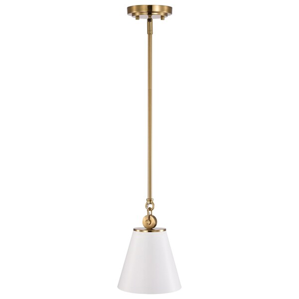 Dover 1-Light Small Pendant White With Vintage Brass